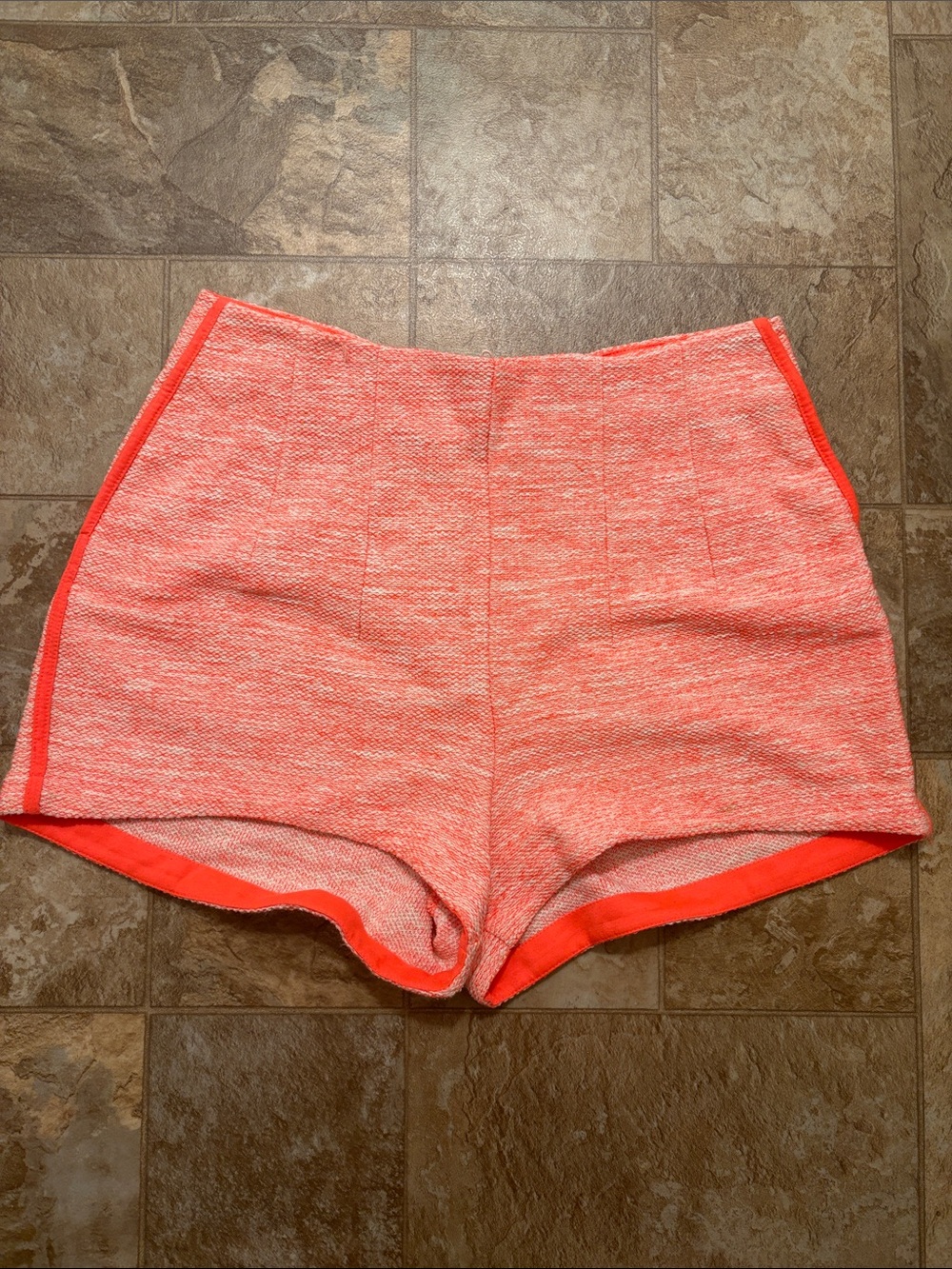 H&M Coral High-Waist Knit Shorts